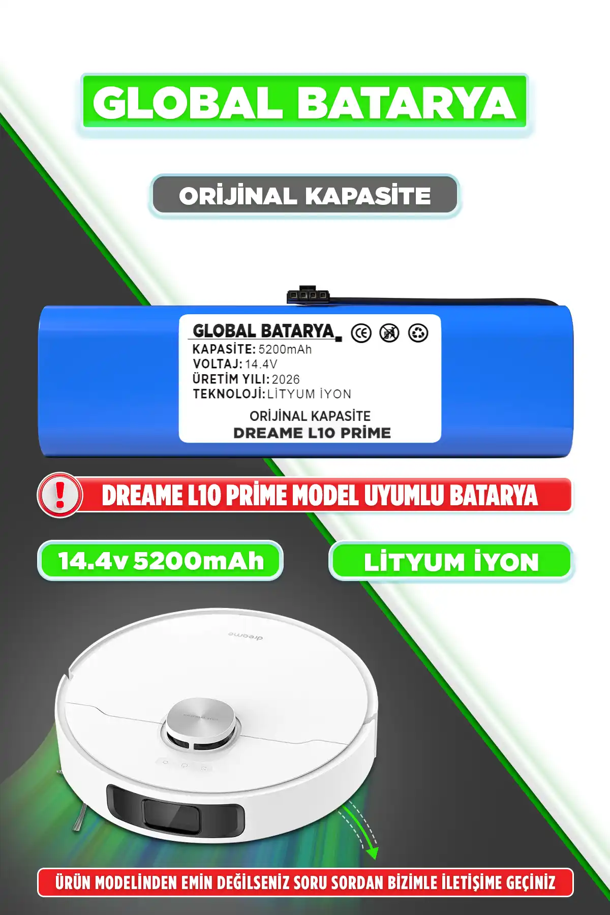 Dreame L10 Prime Robot Süpürge Bataryası 5200mAh