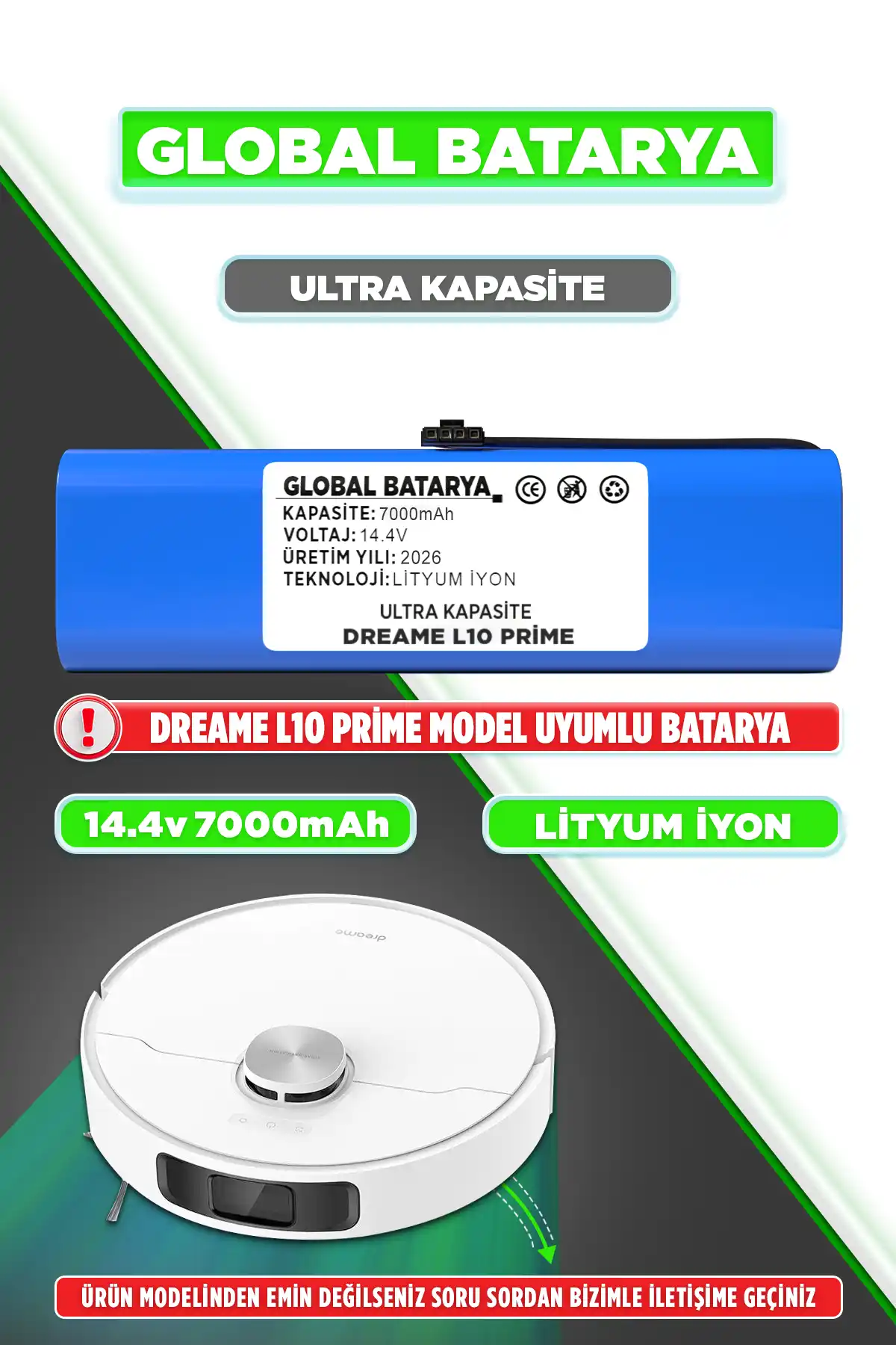 Dreame L10 Prime Robot Süpürge Bataryası 7000mAh