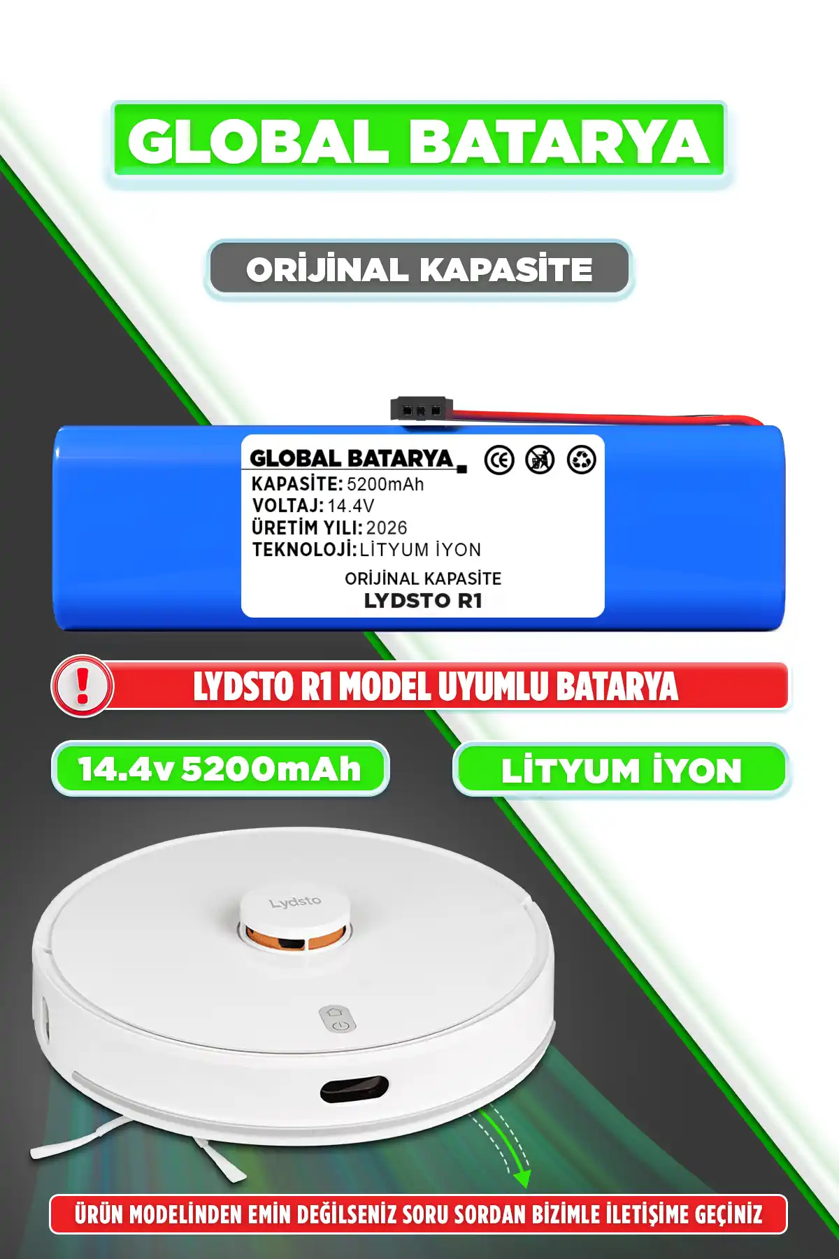Lydsto R1 Robot Süpürge Bataryası 5200mAh