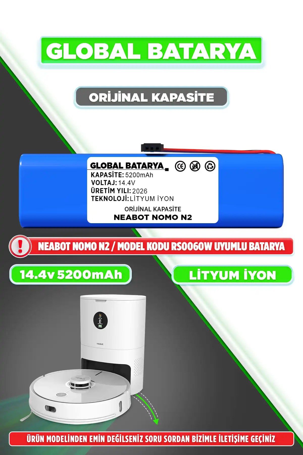 Neabot Nomo N2 Batarya 5200mAh