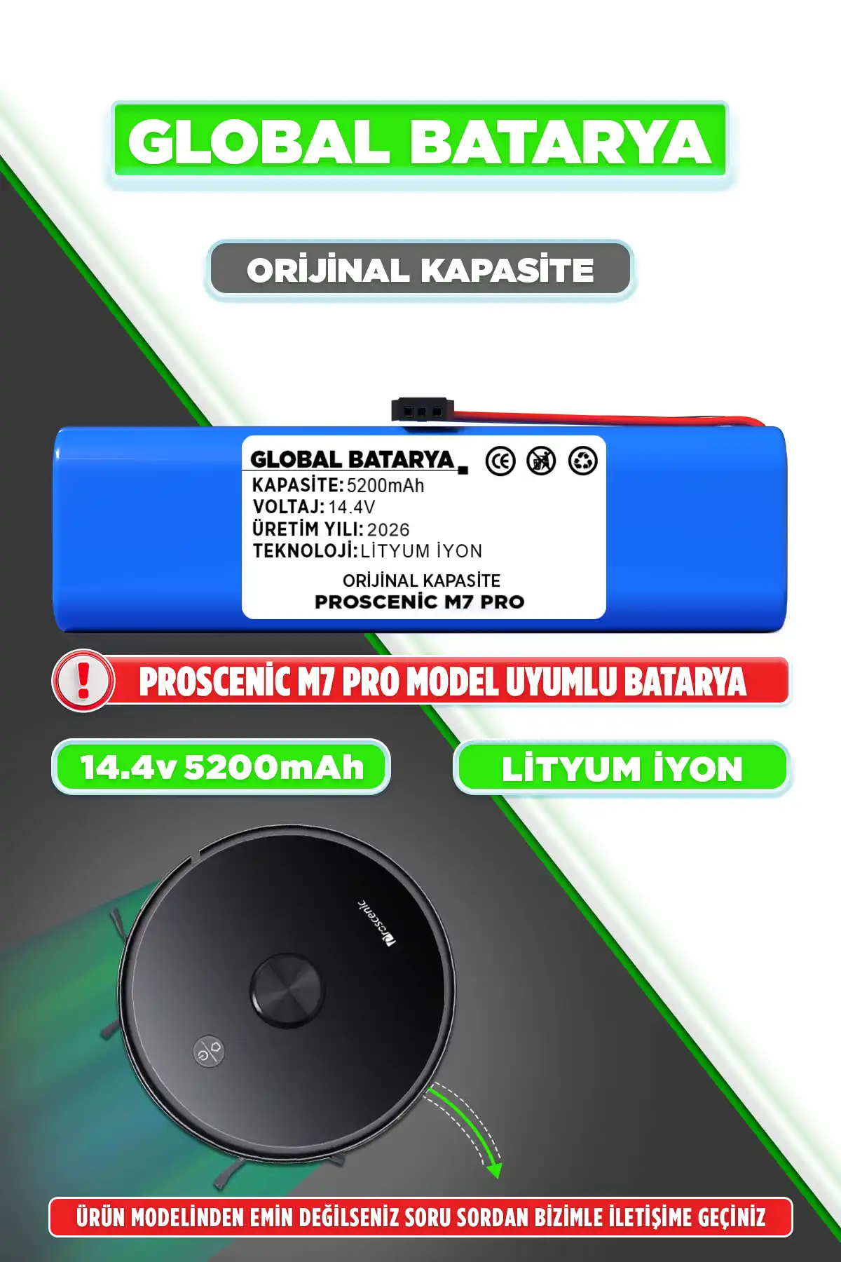 Proscenic M7 Pro Batarya 5200mAh