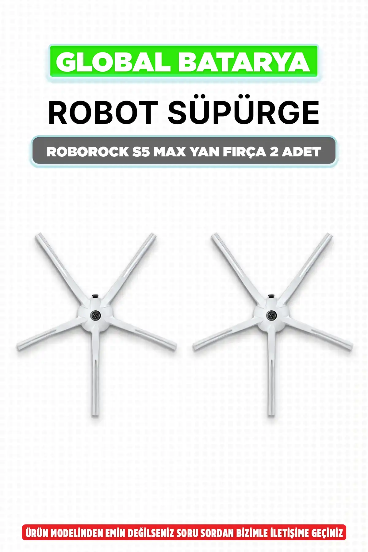 Roborock S5 Max Robot Süpürge Yan Fırçası | 2 Adet Yedek Parça Seti