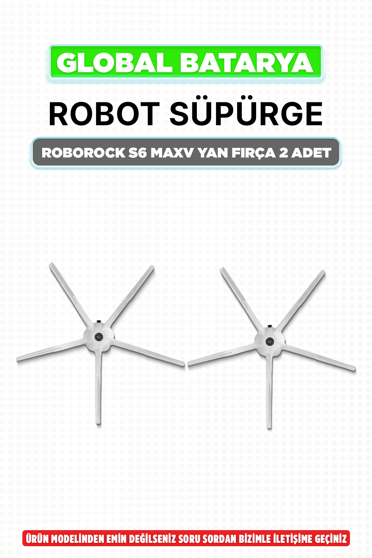 Roborock S6 MaxV Uyumlu Yan Fırça 2'li Set (Orijinal Standart 5 Kollu Silikon)