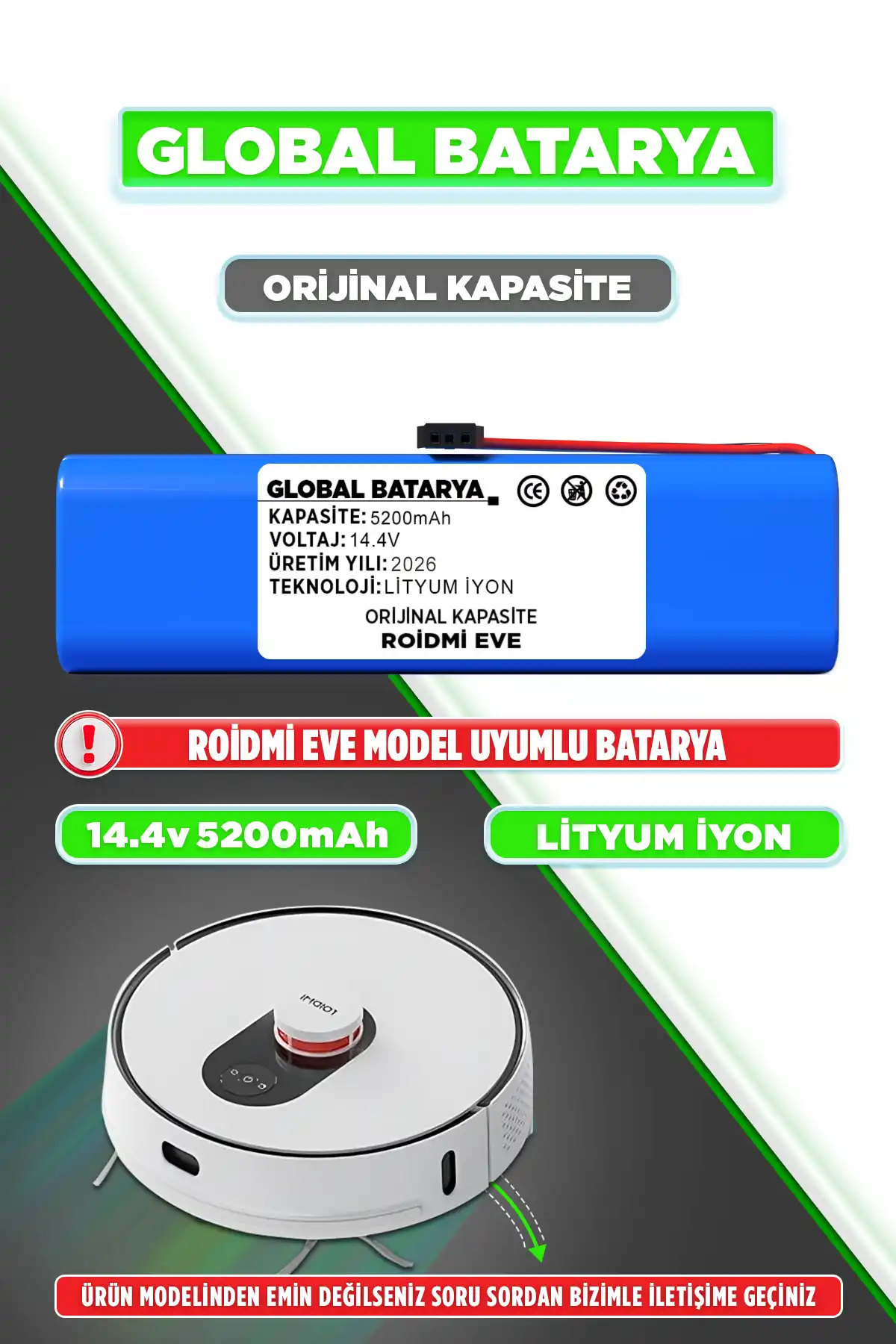 Roidmi Eve Batarya 5200mAh