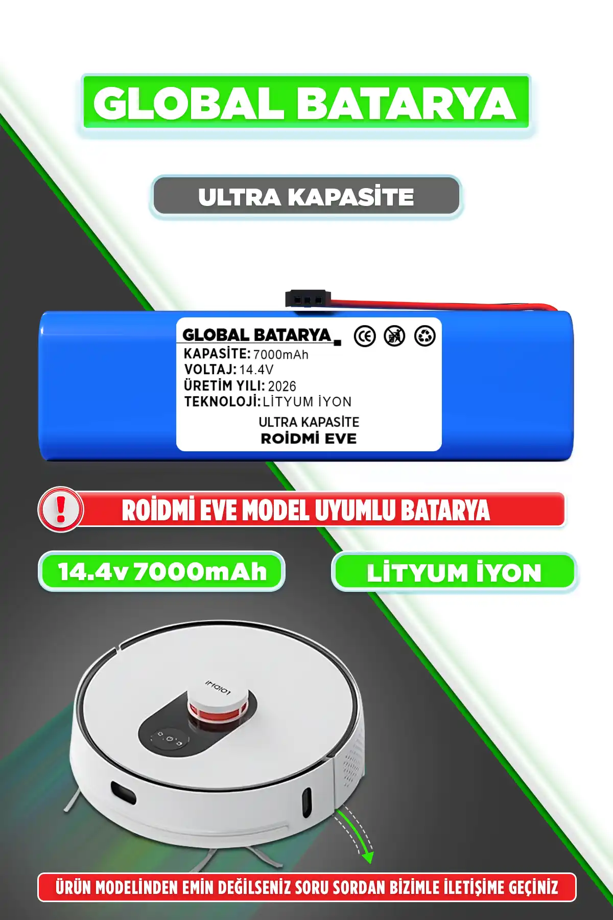 Roidmi Eve Batarya 7000mAh