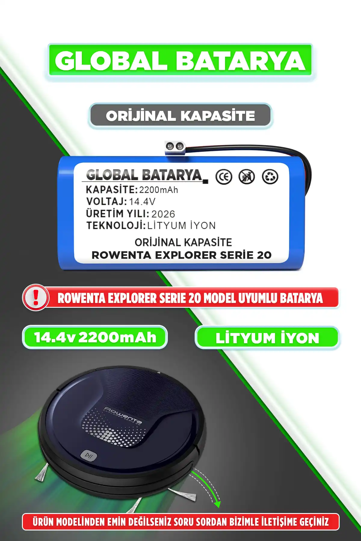 Rowenta Explorer Serie 20 Batarya 2200mAh