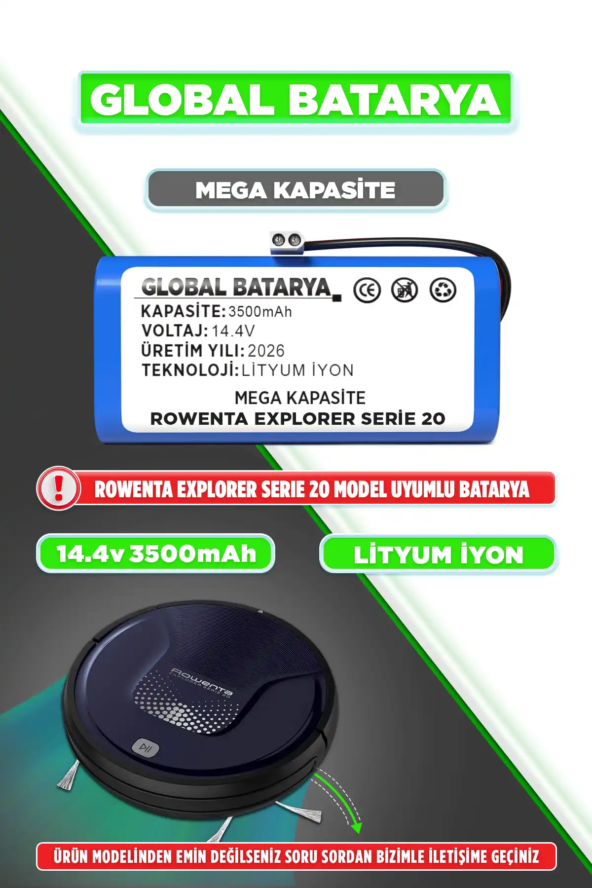 Rowenta Explorer Serie 20 Batarya 3500mAh
