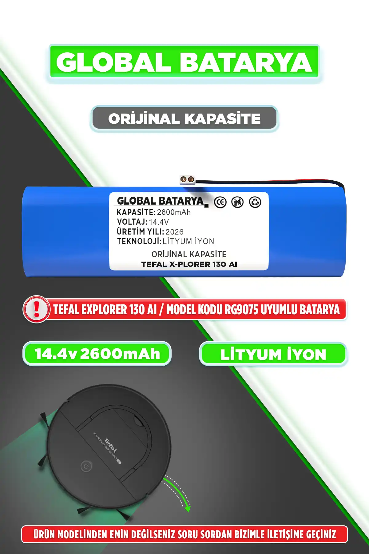 Tefal X Plorer 130 AI Batarya 2600mAh
