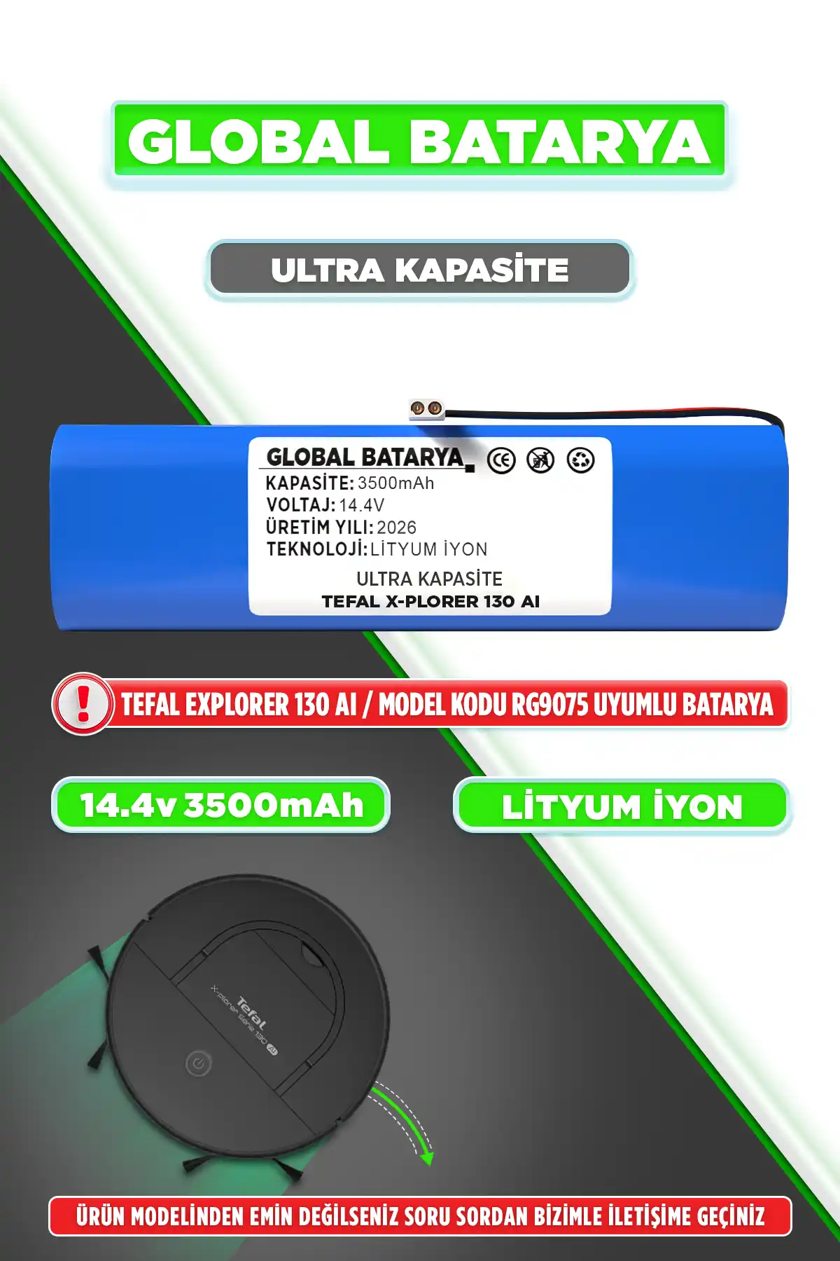 Tefal X Plorer 130 AI Batarya 3500mAh