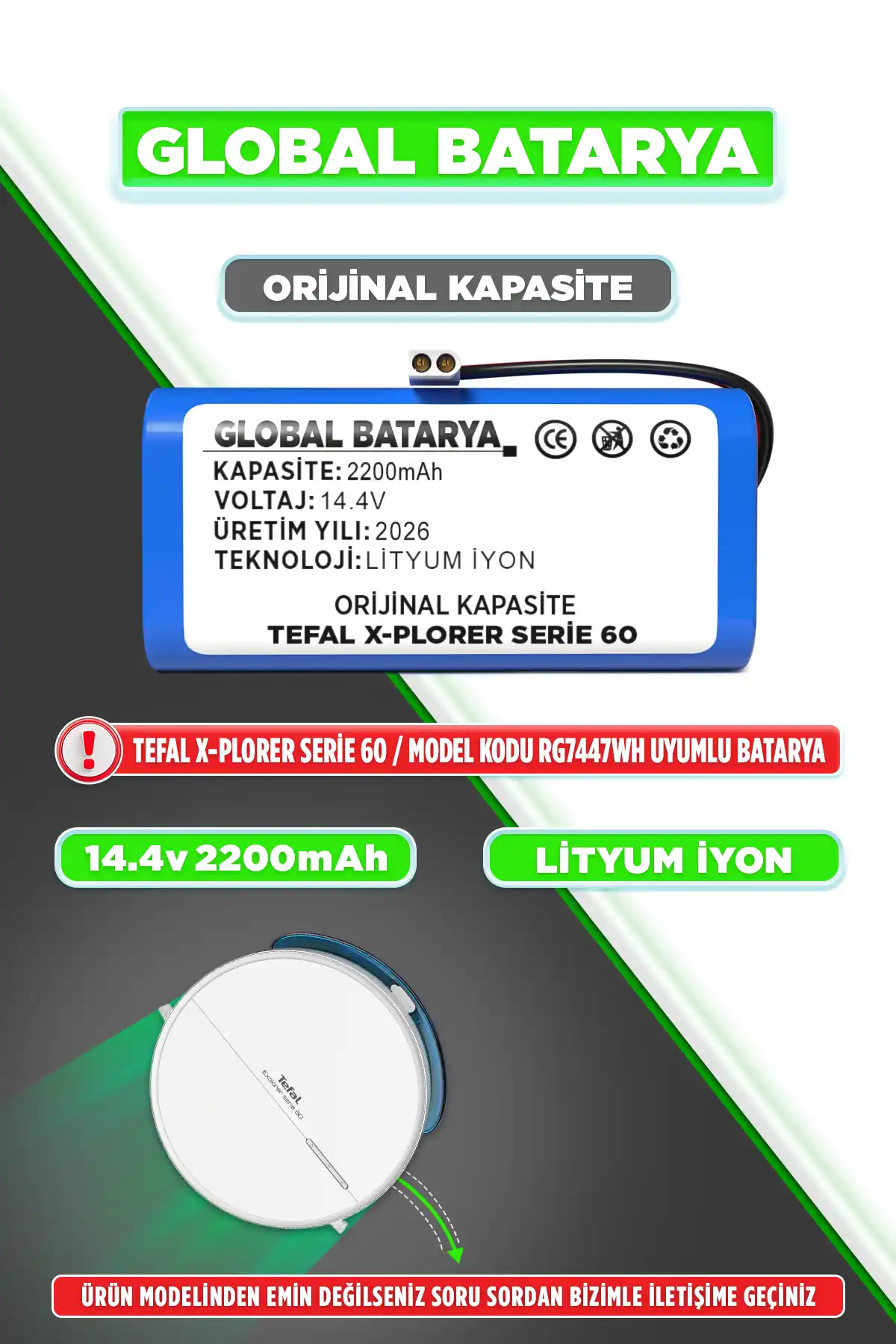 Tefal X-plorer Serie 60 Batarya 2200mAh