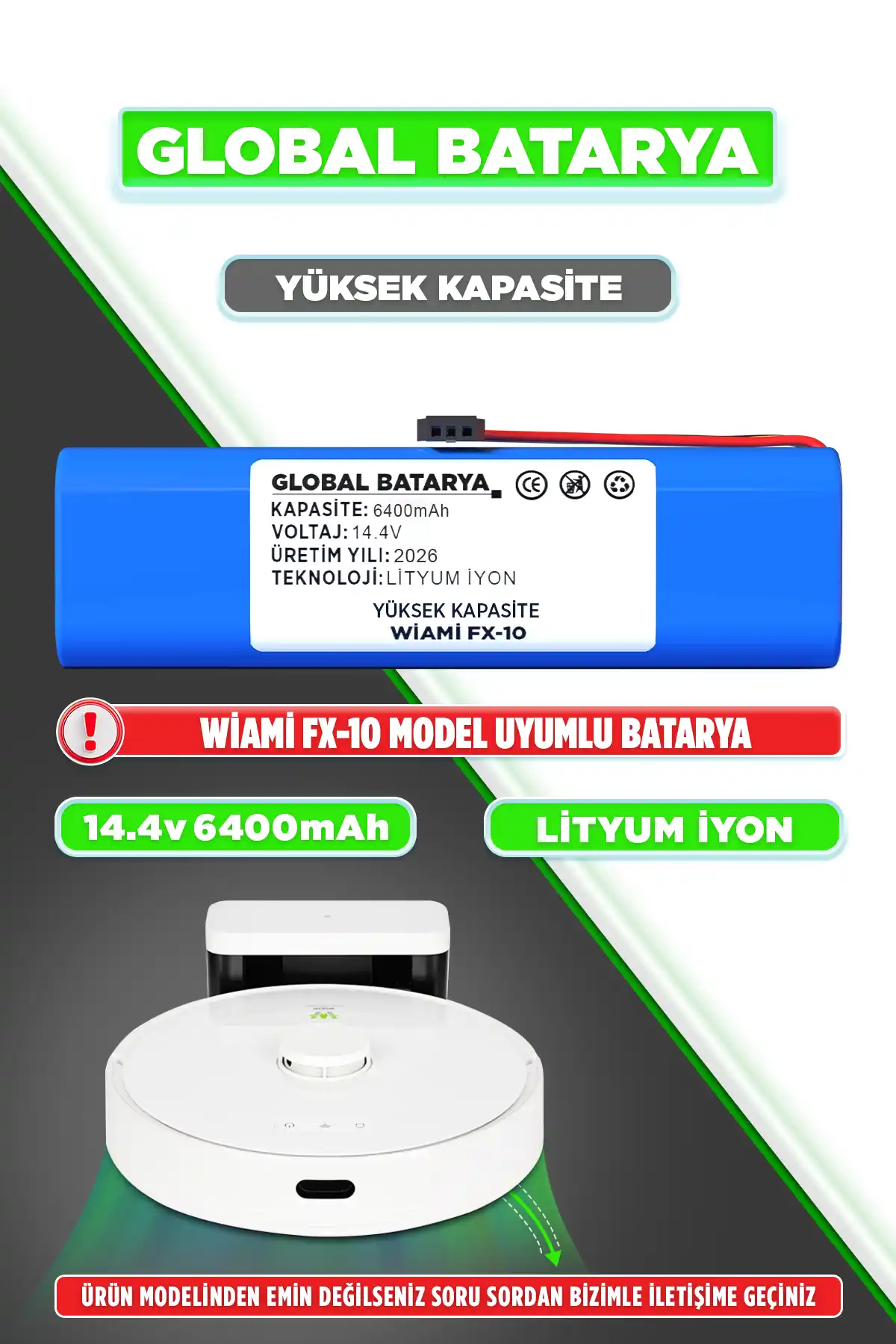 Wiami Fx 10 Batarya 6400mAh Lityum İyon Pil