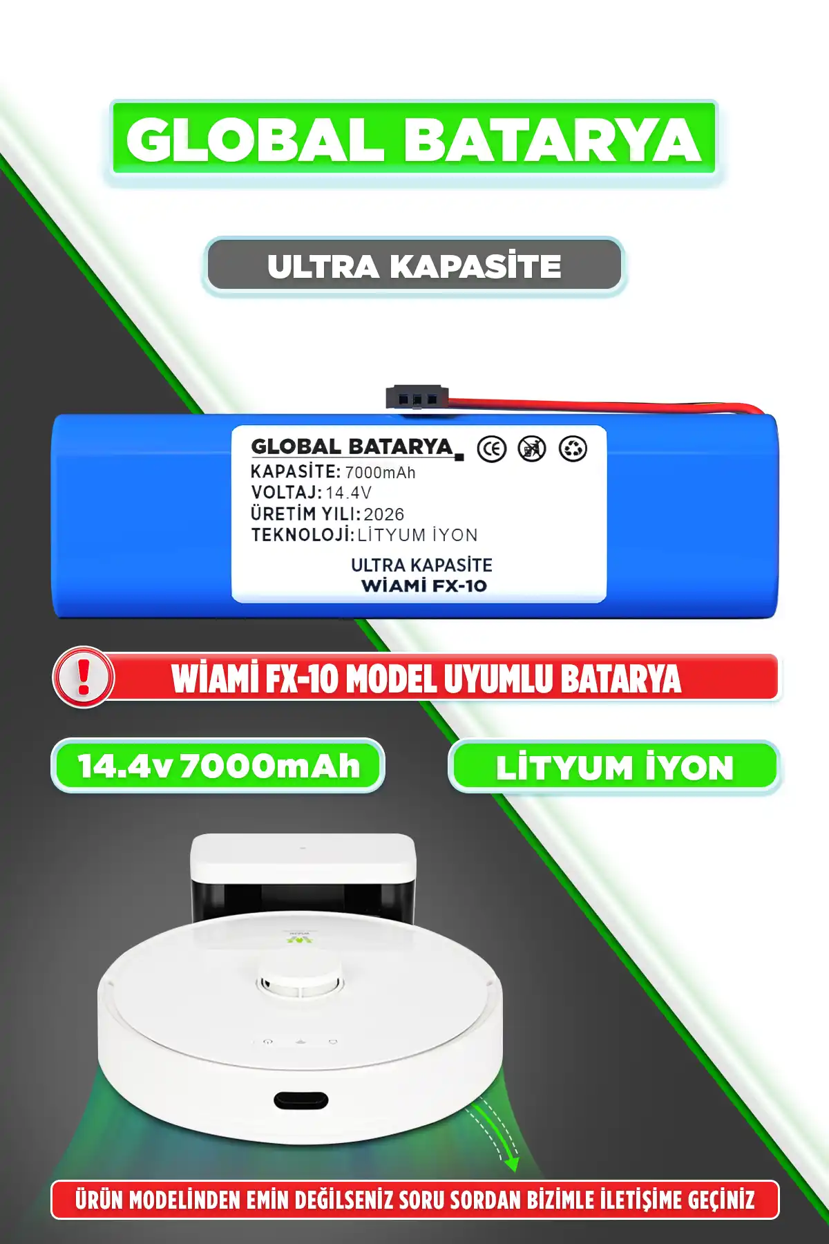 Wiami Fx 10 Batarya 7000mAh Lityum İyon Pil