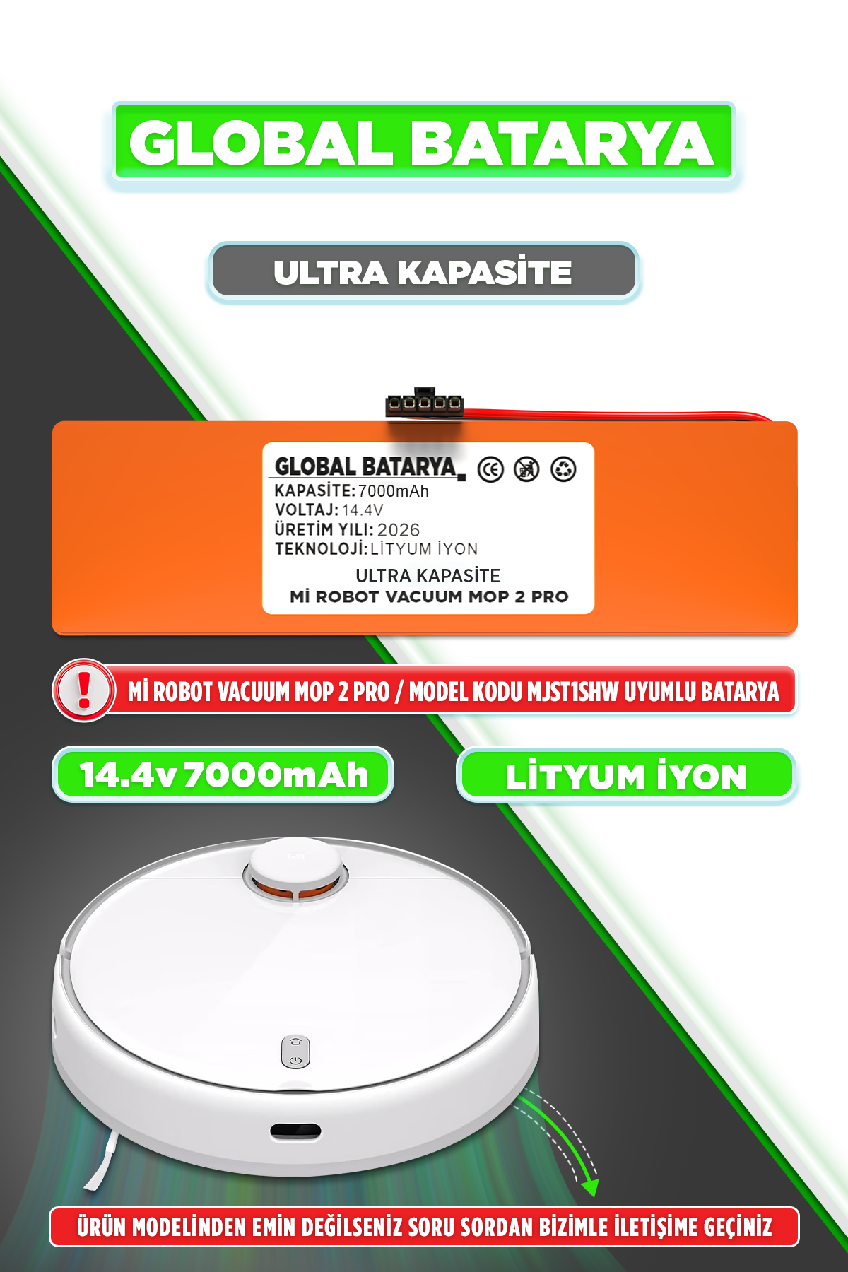 Xiaomi Mi Robot Vacuum Mop 2 Pro Robot Süpürge Bataryası 7000mAh