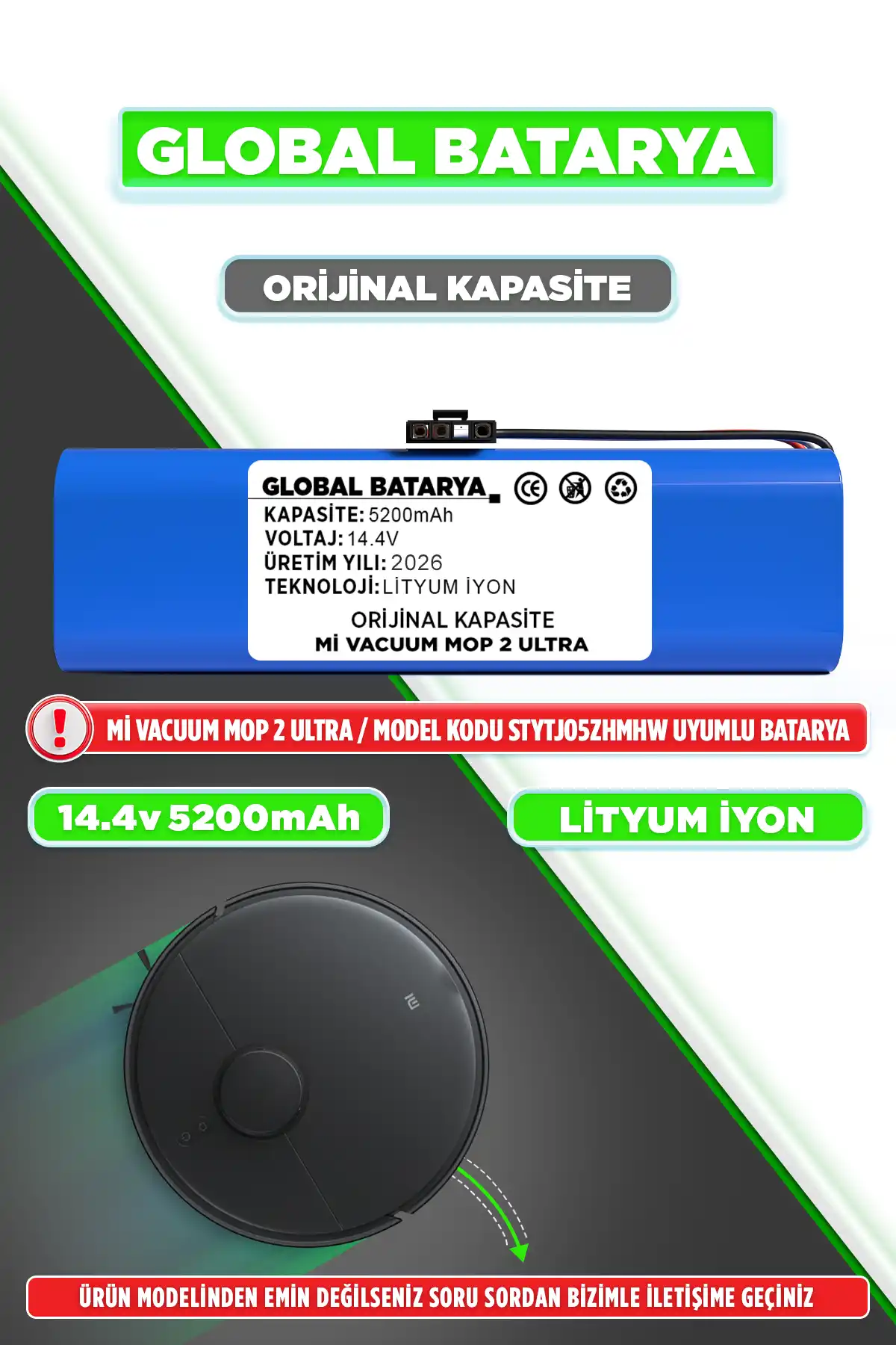 Xiaomi Mi Robot Vacuum Mop 2 Ultra Batarya 5200mAh