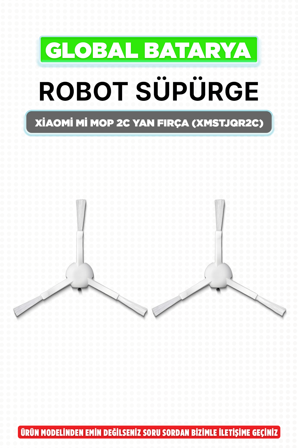 Xiaomi Mi Robot Vacuum Mop 2C (XMSTJQR2C) Uyumlu Yan Fırça 2'li Set
