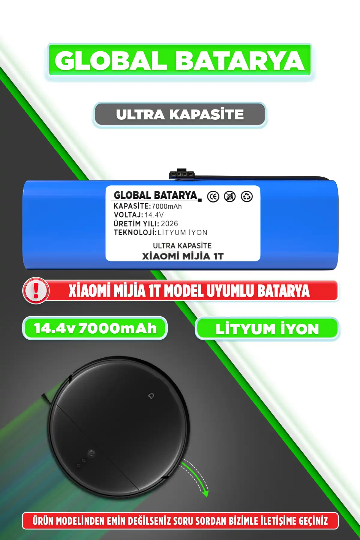 Xiaomi Mijia 1T Batarya 7000mAh